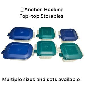 Anchor hocking Pop-top Storables vintage plastic food containers press tab 1.5C